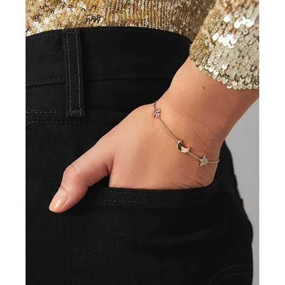 Tory Burch Star Moon Charm Logo Bracelet Gold OS - Picture 11 of 14